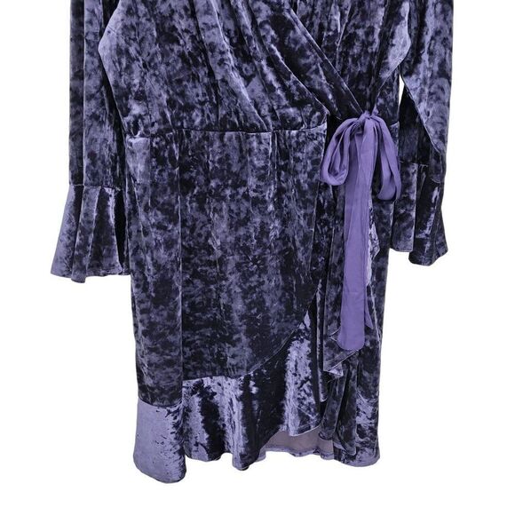 Spense Dress Velour Wrap Bell Ruffle Holiday Renaissance Gothic Royal Purple 16W - Picture 8 of 14